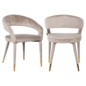 Chaise de salle à manger Gia khaki velvet fire retardant