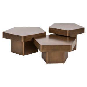 Table basse Hexa brushed gold (Set of 3)