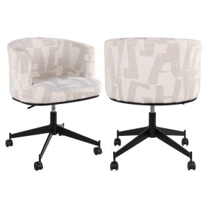 Chaise de salle à manger Rochenne beige graffic swivel on wheels