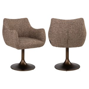 Chaise de salle à manger Aldo brown tweed swivel