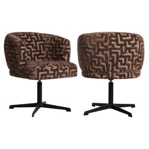 Chaise de salle à manger Dinan brown labyrinth fire retardant - swivel
