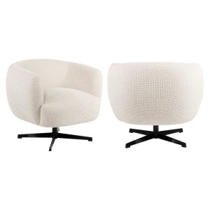Fauteuil lounge Estelle beige blockweave swivel