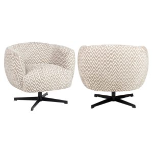 Fauteuil lounge Estelle sand chevron swivel