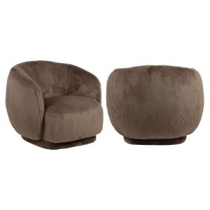 Fauteuil lounge Negreslo brown fluffy swivel