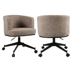 Chaise de salle à manger Rochenne mocca linear swivel on wheels