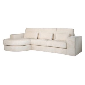 Canapé Felix white chenille 2,5-seater + lounge round left