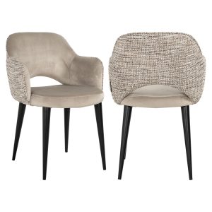 Chaise de salle à manger Giovanna trendy nature / khaki velvet fire retardant