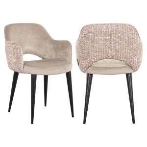 Chaise de salle à manger Giovanna trendy rose / khaki velvet