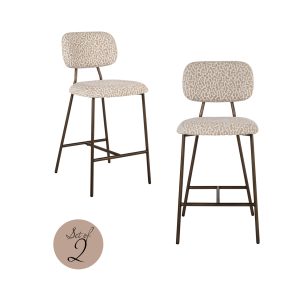 Tabouret de comptoir Xenia beige leopard fire retardant (Set of 2)
