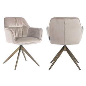 Chaise de salle à manger Aline khaki velvet swivel fire retardant