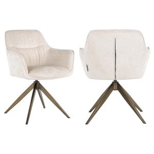 Chaise de salle à manger Aline white chenille swivel fire retardant