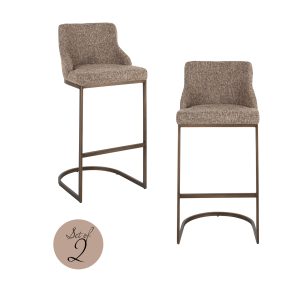 Tabouret de bar Bolton brown tweed (Set of 2)