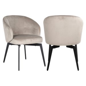 Chaise de salle à manger Amphara khaki velvet fire retardant