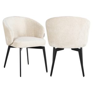 Chaise de salle à manger Amphara FR white chenille fire retardant