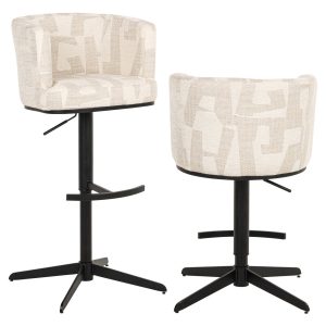 Tabouret de bar Cheyenne beige graffic swivel