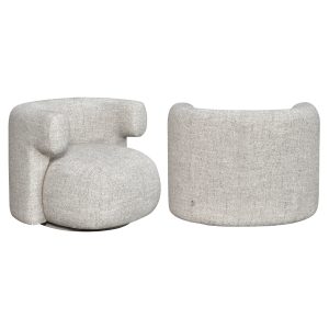 Fauteuil lounge Talley cream tweed swivel
