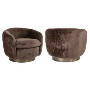 Fauteuil lounge Colmar chocolat fluffy swivel