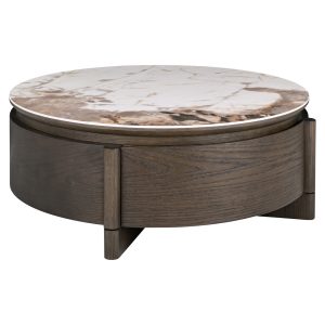 Table basse Langford brown 90Ø 1-drawer