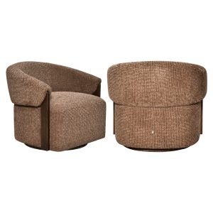 Fauteuil lounge Marina brown blockweave swivel fire retardant